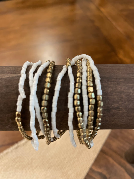 Ivory Gold Stretch Bracelet Set