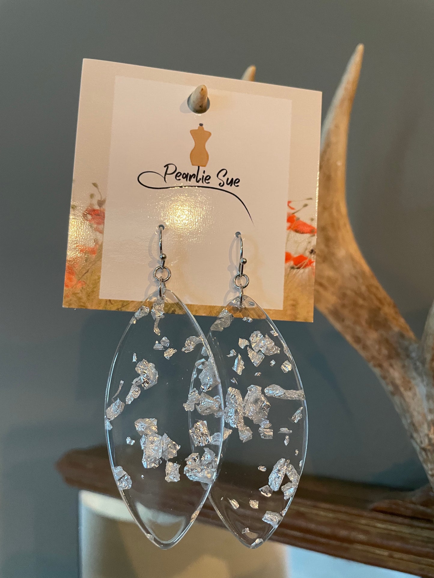 Clear/Silver Fleck Earrings