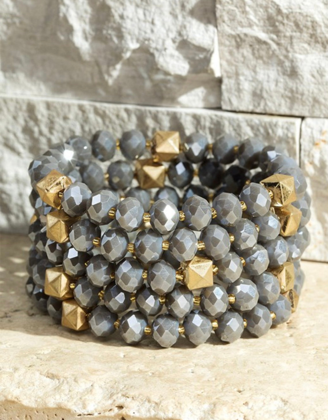 Grey 5 Strand Stretch Bracelet