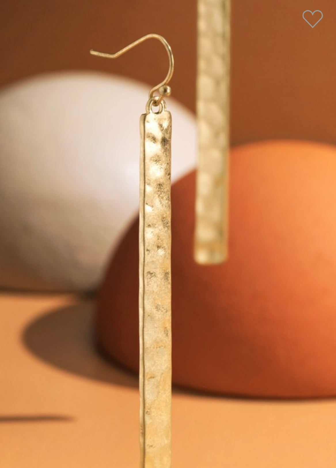 Gold Hammered Metal Bar Earrings