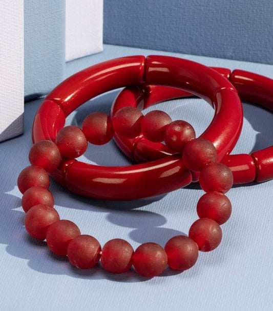 Red Multi-Strand Stretch Bracelet