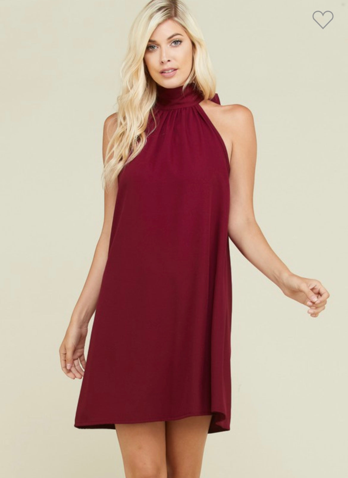 Burgundy Halter Dress