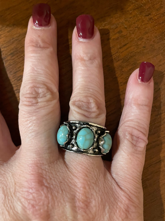 Three Stone Turquoise Ring