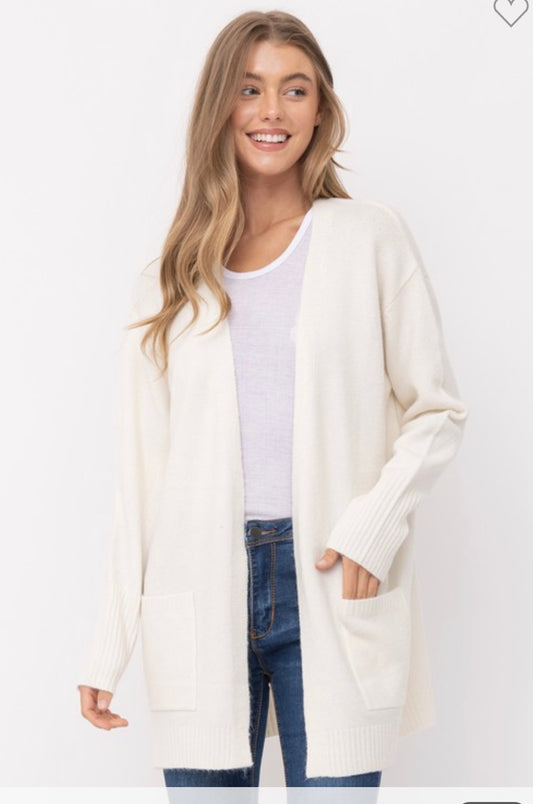 Ivory Open Front Cardigan - C1