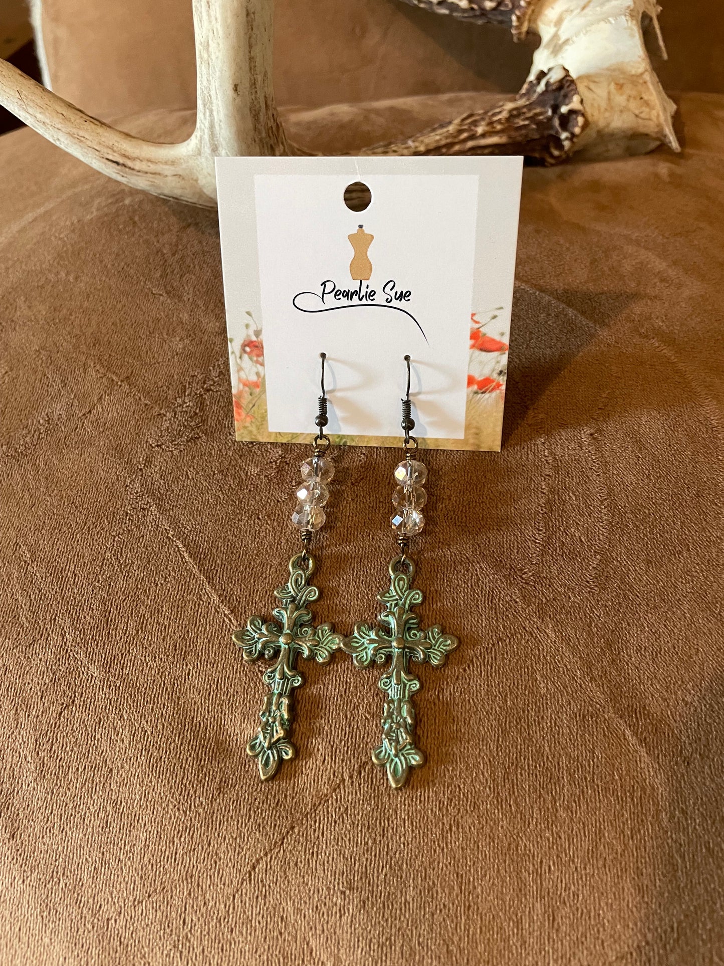 Vintage Patina Cross Earrings