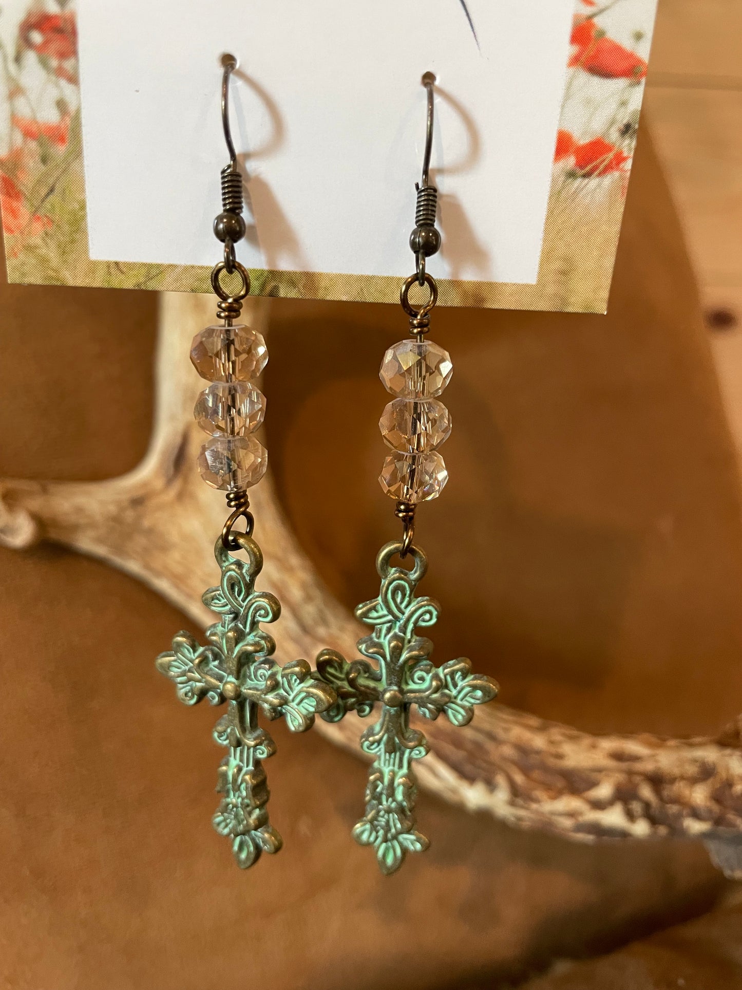 Vintage Patina Cross Earrings