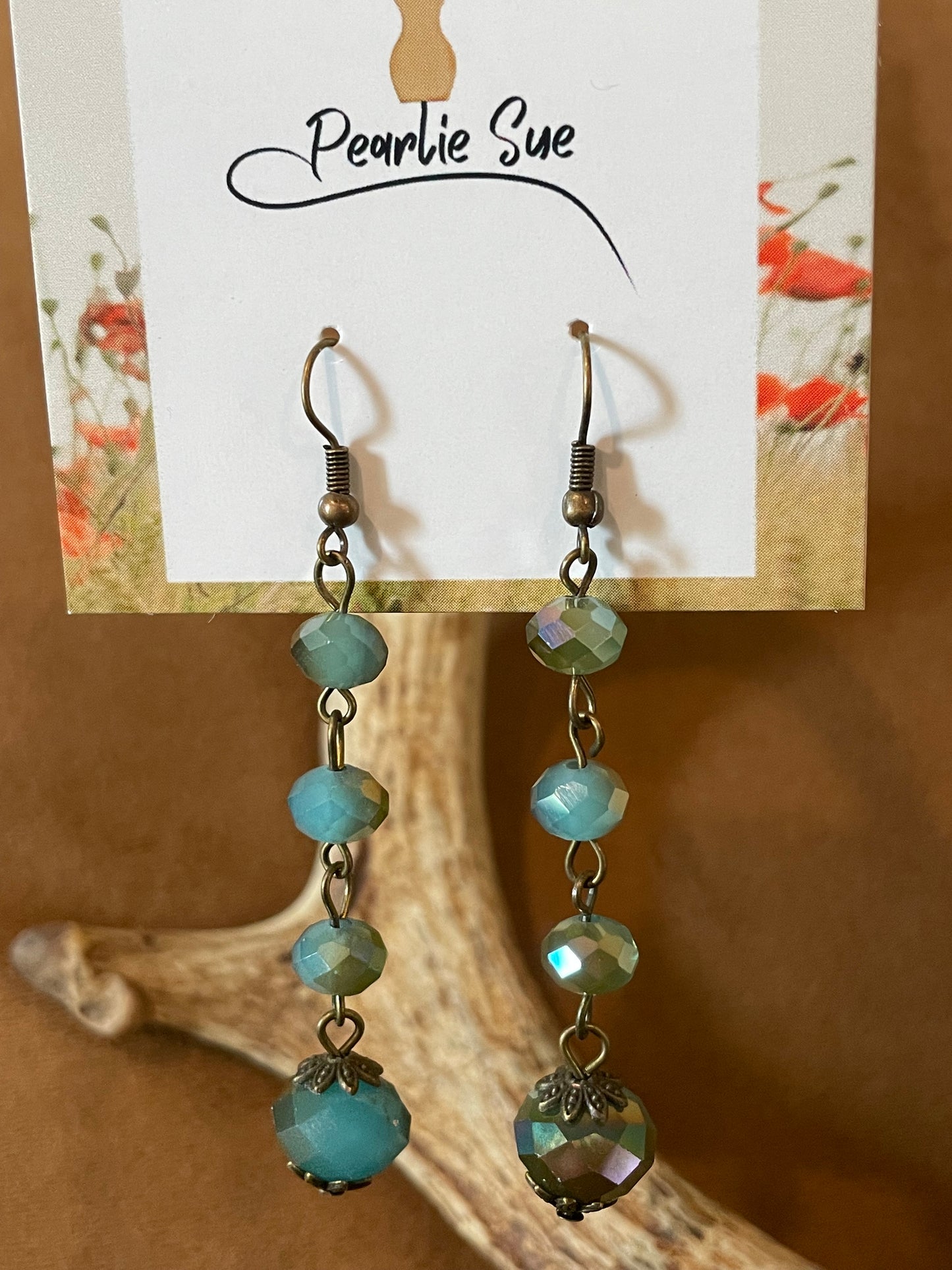 Iridescent Turquoise Bead Earrings