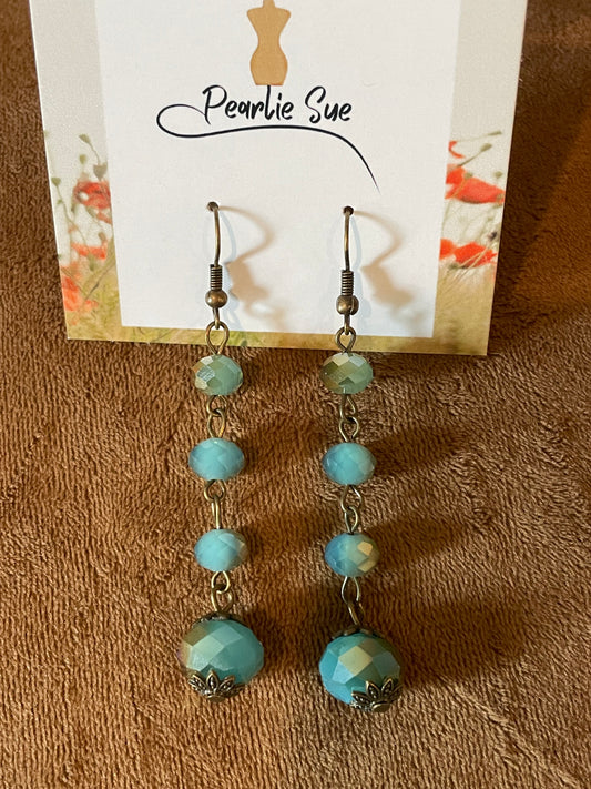 Iridescent Turquoise Bead Earrings