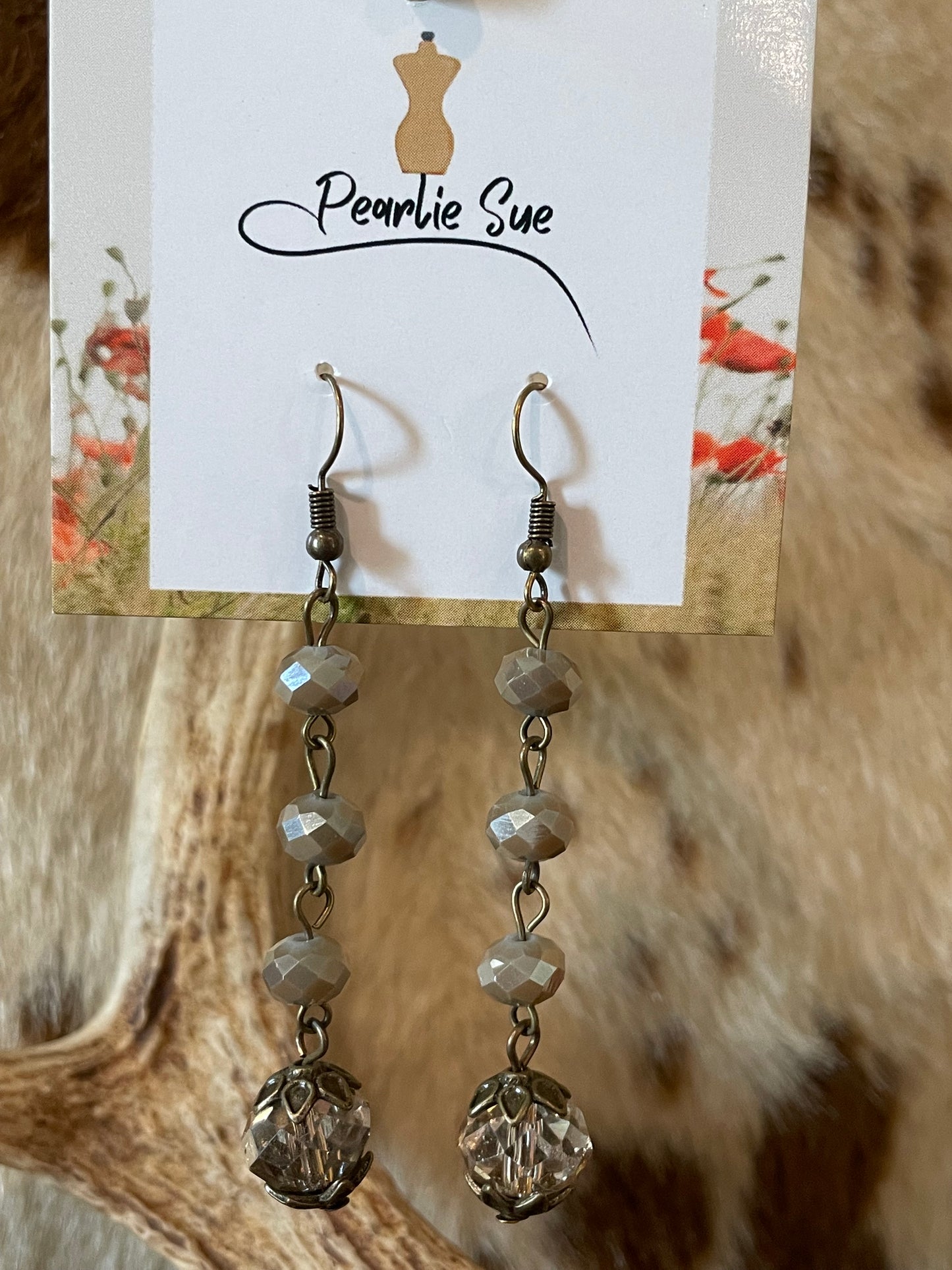 Iridescent Taupe Bead Earrings