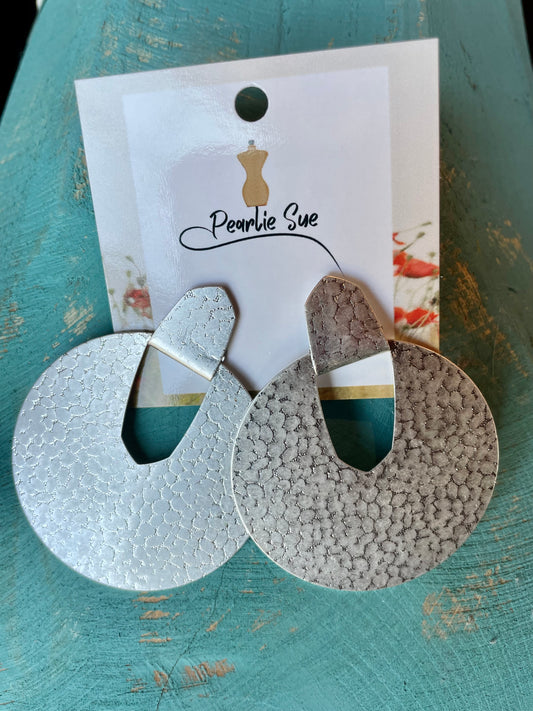 Silver Round Disc Earrings