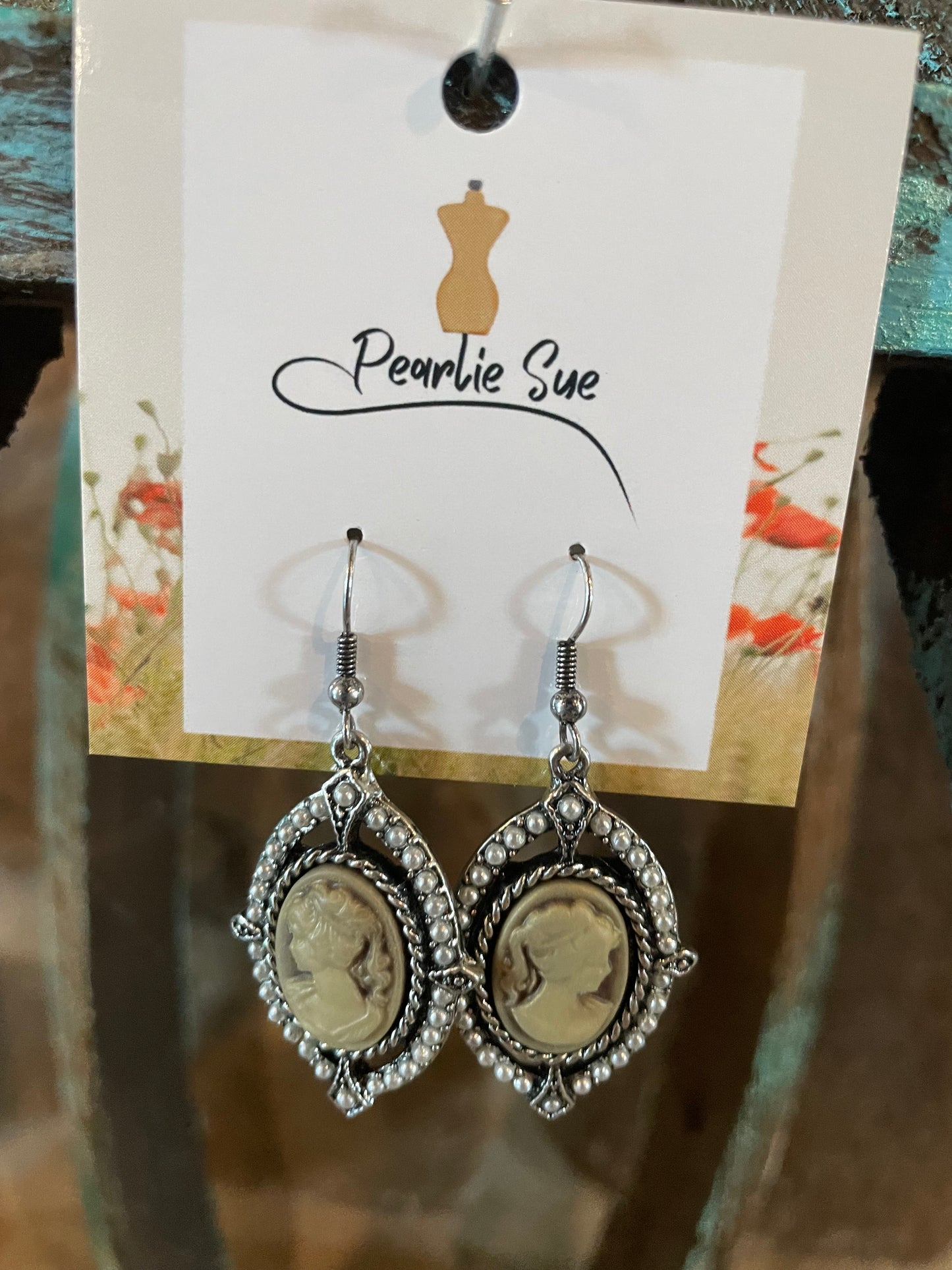 Silver/Vintage Cameo Earrings