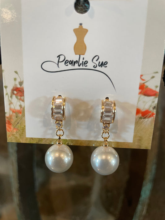 Pearl Drop/Gold with Bling Earrings
