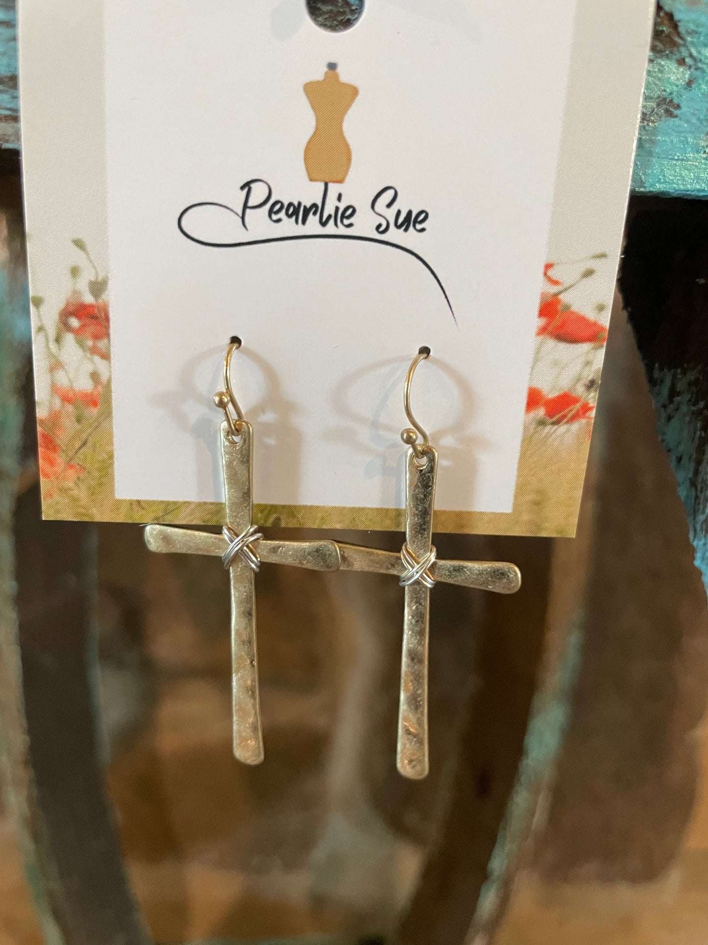 Simple gold cross/silver knot Earrings