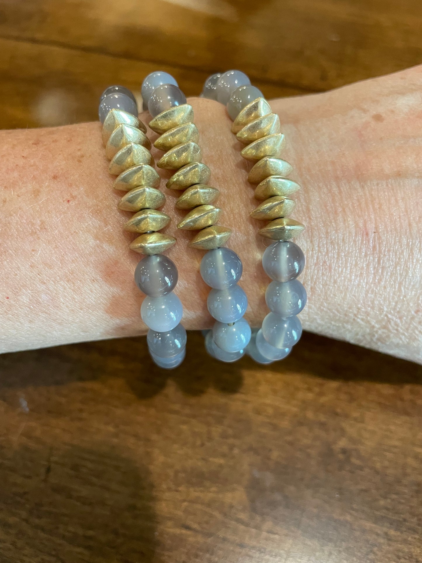 Gray/Gold Stretch Bracelet - JM2